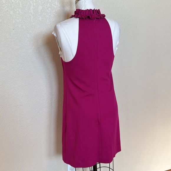 Trina Turk Magenta Halter Neck Ruffle Cocktail Dress Size 6 - Picture 2 of 4